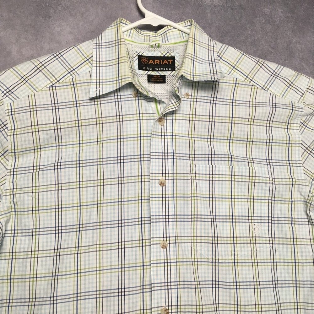Ariat Pro Series‎ Mens Western Shirt size Medium Short Sleeve Button Up White